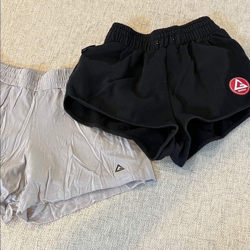 Gracie Barra Black and Gray Workout Shorts Duo